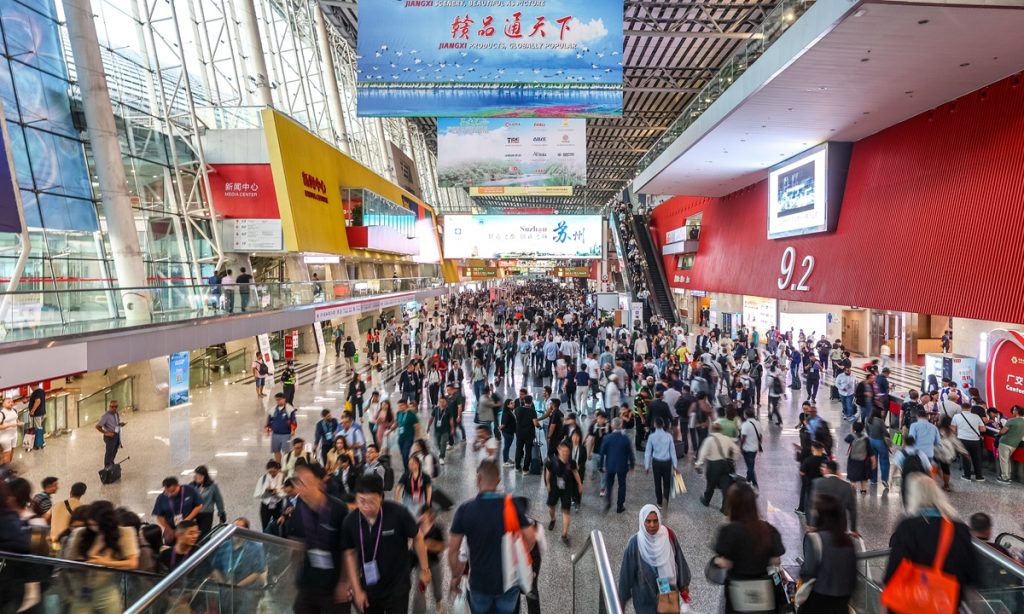 Busy exhibition hall at Canton Fair